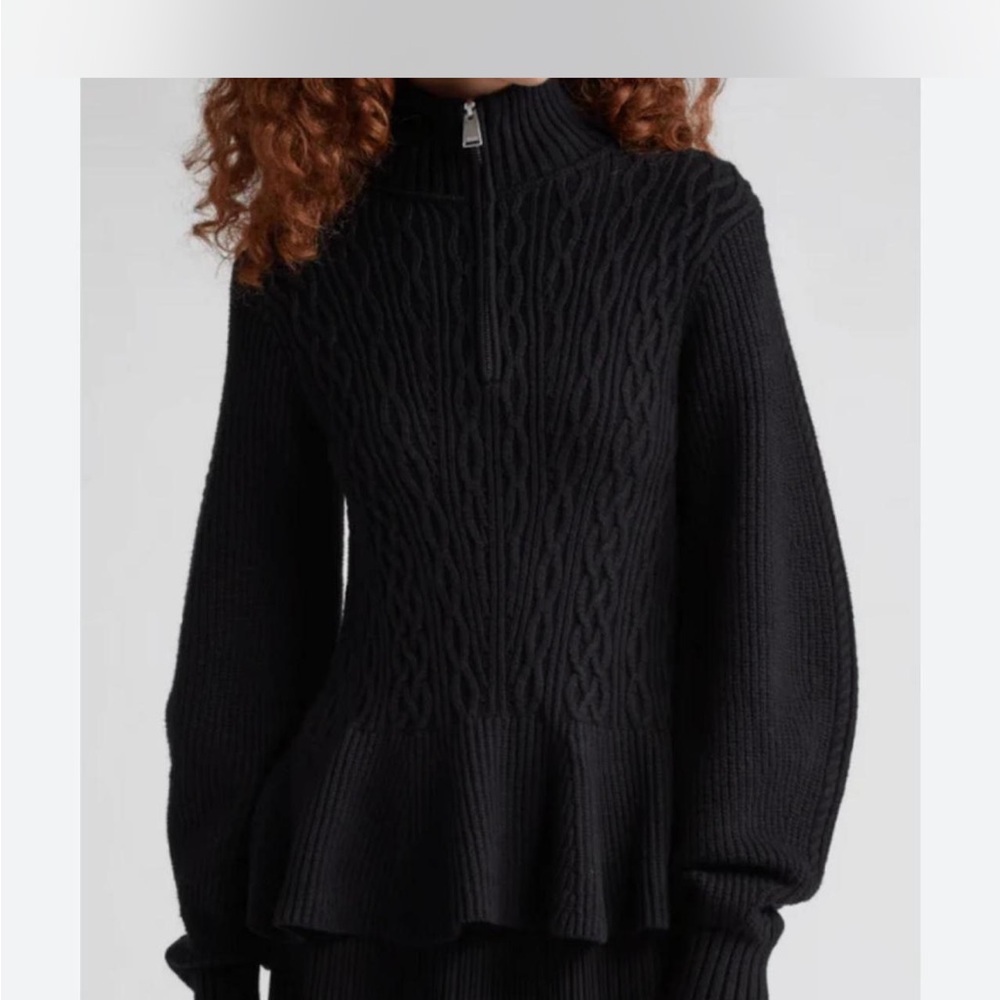 Jonathan Simkhai Quarter Zip peplum knit